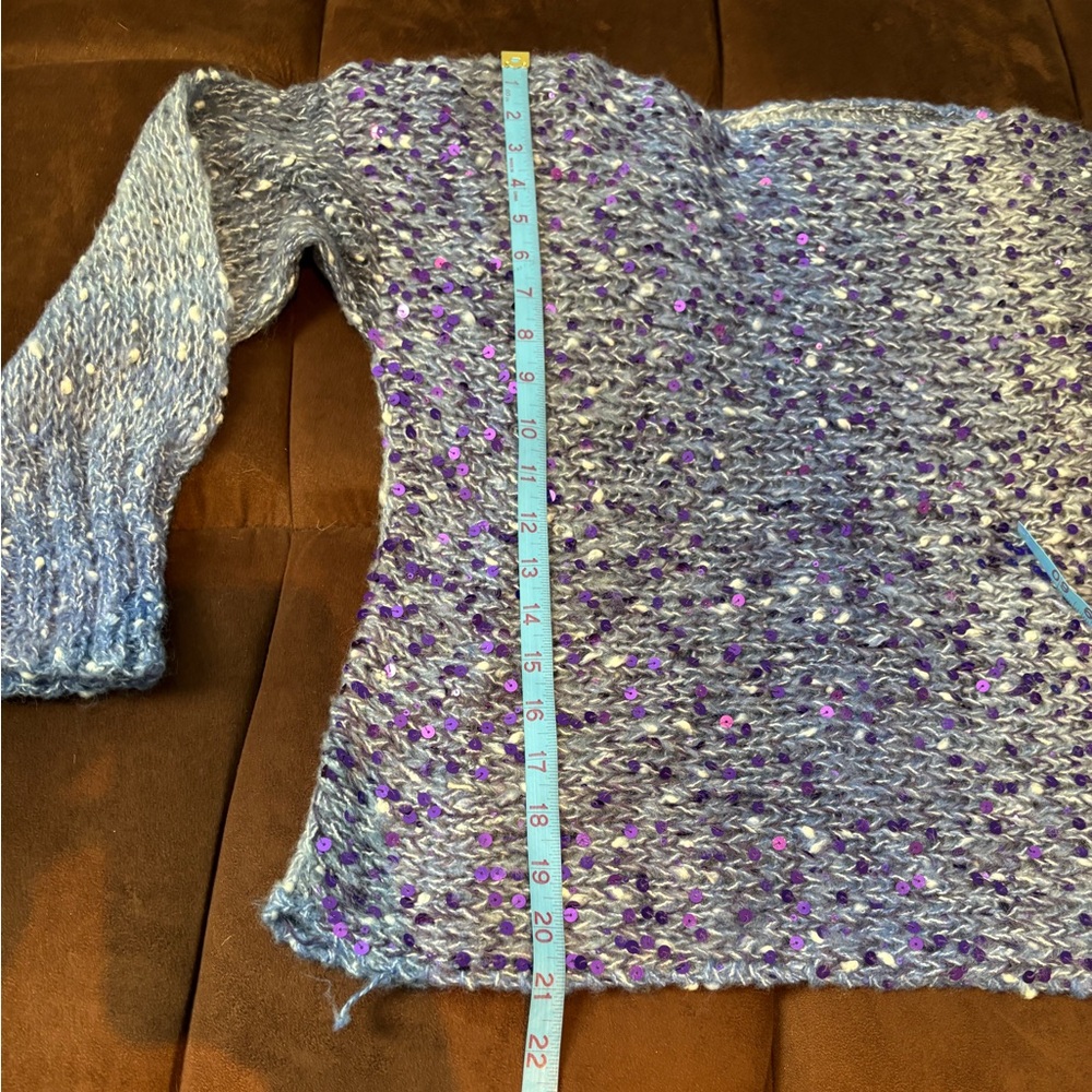 Hand Knitted Purple Sequins Sweater - Picture 7 of 8